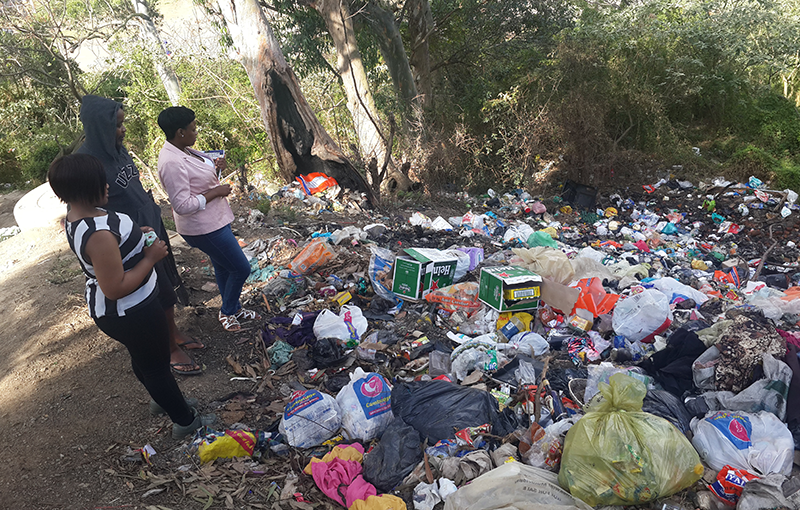 The Project Cleanville team inspects sites in Kenville where waste is dumped