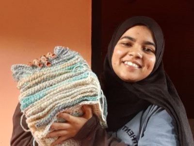 Blankets and squares made by staff and students for Mandela Day.